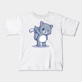 Cute Cat Pointing Kids T-Shirt